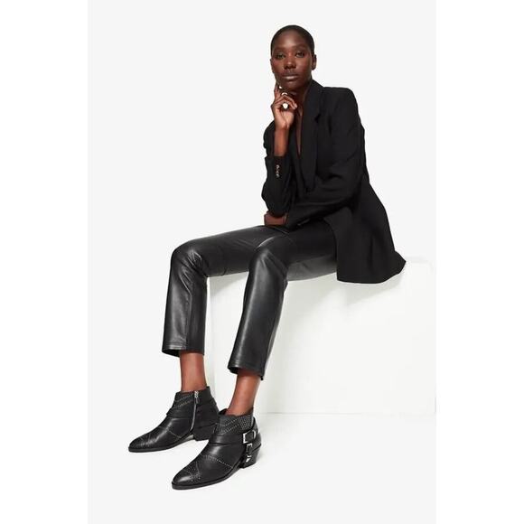 Anine Bing Bianca Leather Boots/Booties Black Silver Gunmetal Studs Size US 6 - Picture 5 of 11